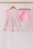 Pink pumpkin ruffle bloomer set Aaria Tees
