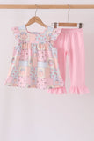 Pink pumpkin ruffle pants set Aaria Tees