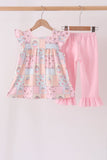 Pink pumpkin ruffle pants set Aaria Tees