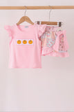Pink pumpkin ruffle skorts set Aaria Tees