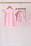 Pink pumpkin ruffle skorts set Aaria Tees
