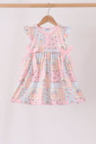 Pink pumpkin print ruffle dress Aaria Tees
