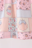 Pink pumpkin print ruffle dress Aaria Tees