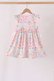 Pink pumpkin print ruffle dress Aaria Tees