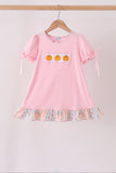 Pink pumpkin embroidery ruffle dress Aaria Tees