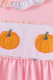 Pink pumpkin embroidery ruffle bloomer set Aaria Tees