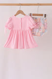 Pink pumpkin embroidery ruffle bloomer set Aaria Tees