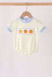 Yellow stripe pumpkin embroidery bubble Aaria Tees