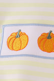 Yellow stripe pumpkin embroidery bubble Aaria Tees