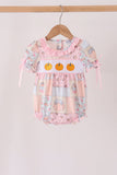 Pink pumpkin embroidery ruffle bubble Aaria Tees