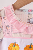 Pink pumpkin embroidery ruffle bubble Aaria Tees