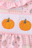 Pink pumpkin embroidery ruffle bubble Aaria Tees
