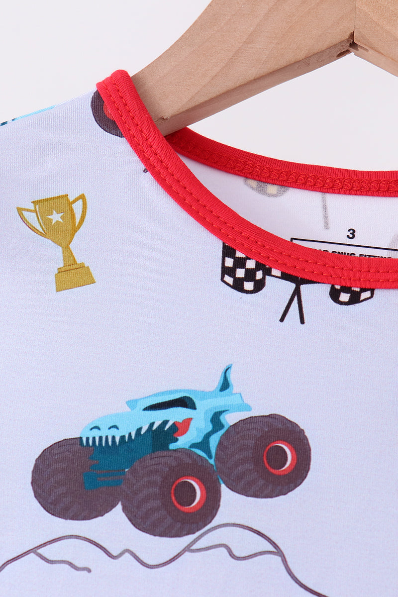 Blue Racing Car Bamboo Pajama Set - Aaria Tees Aaria Tees
