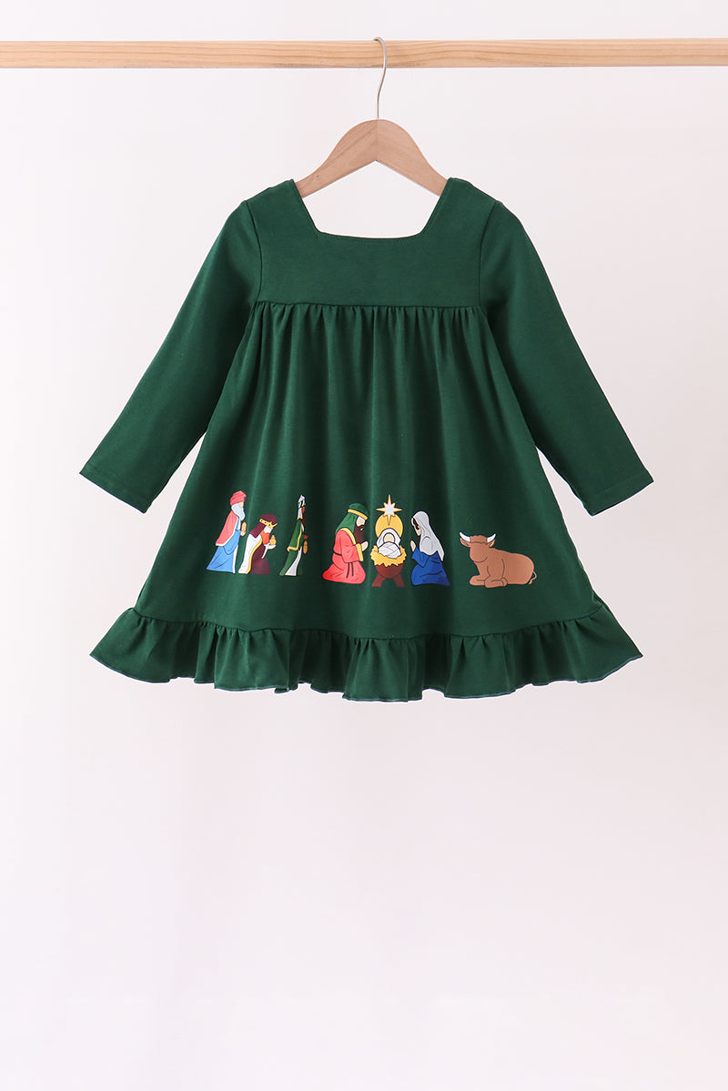 Forest nativity ruffle dress - Aaria Tees