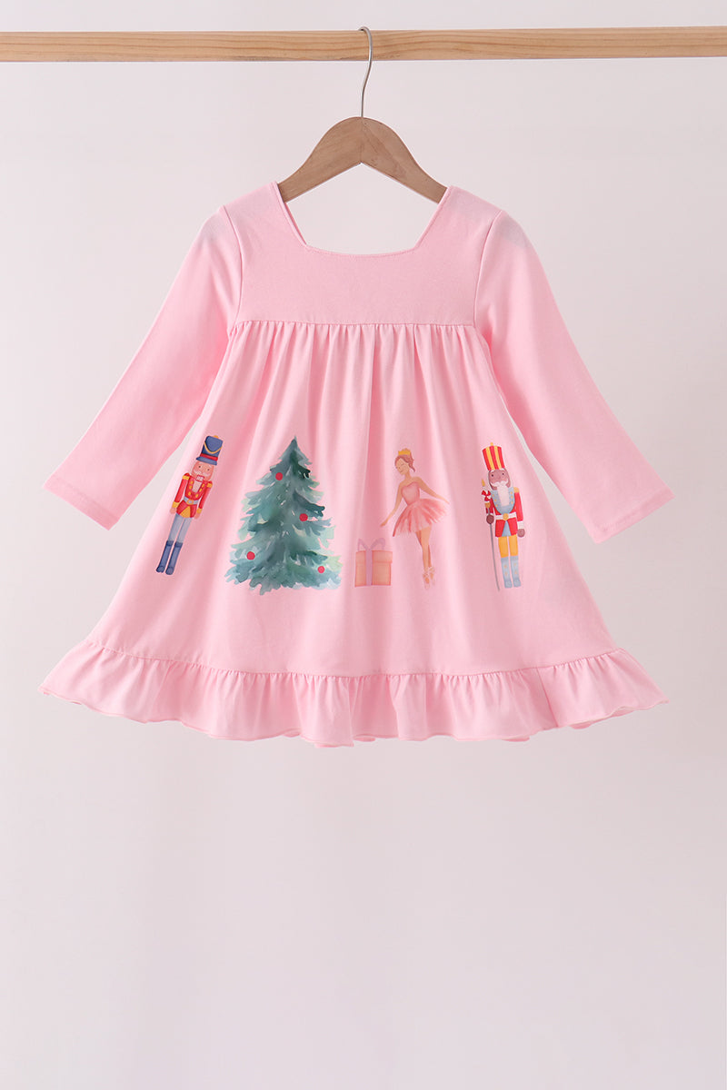 Pink nutcracker embroidery ruffle dress - Aaria Tees Aaria Tees
