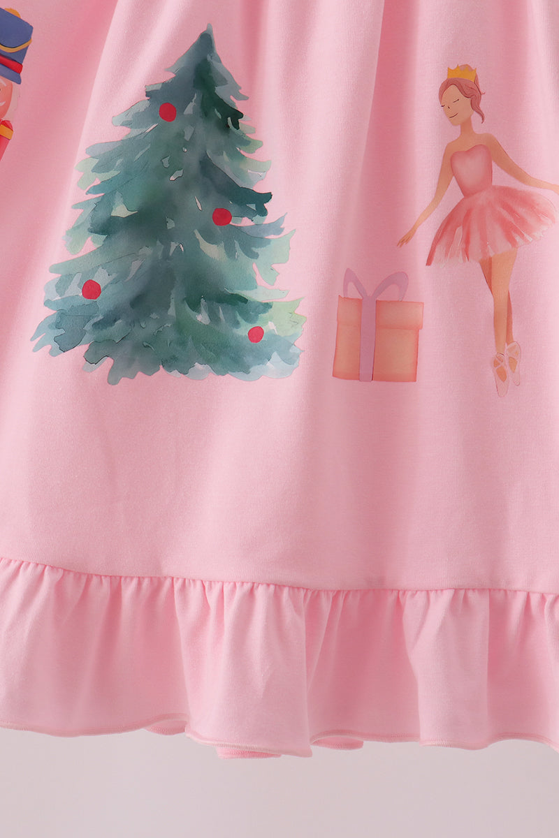 Pink nutcracker embroidery ruffle dress - Aaria Tees Aaria Tees
