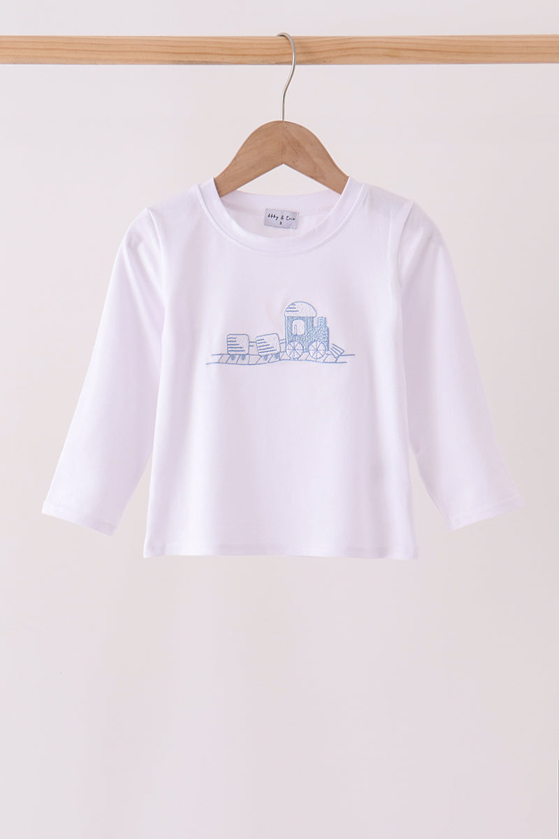 Blue train embroidery top - Aaria Tees Aaria Tees