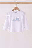 Blue train embroidery top - Aaria Tees Aaria Tees