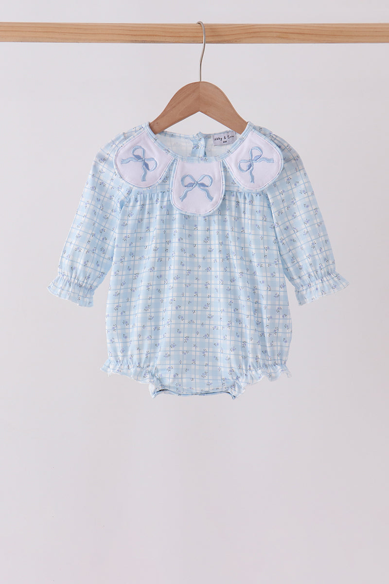 Blue bow embroidery bubble - Aaria Tees Aaria Tees