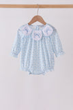 Blue bow embroidery bubble - Aaria Tees Aaria Tees