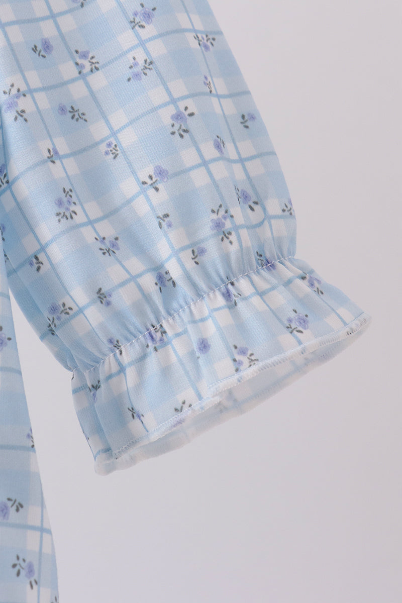 Blue bow embroidery bubble - Aaria Tees Aaria Tees