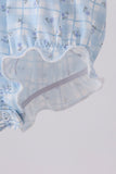 Blue bow embroidery bubble - Aaria Tees Aaria Tees