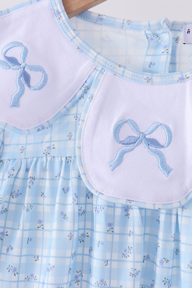 Blue bow embroidery pants set - Aaria Tees Aaria Tees