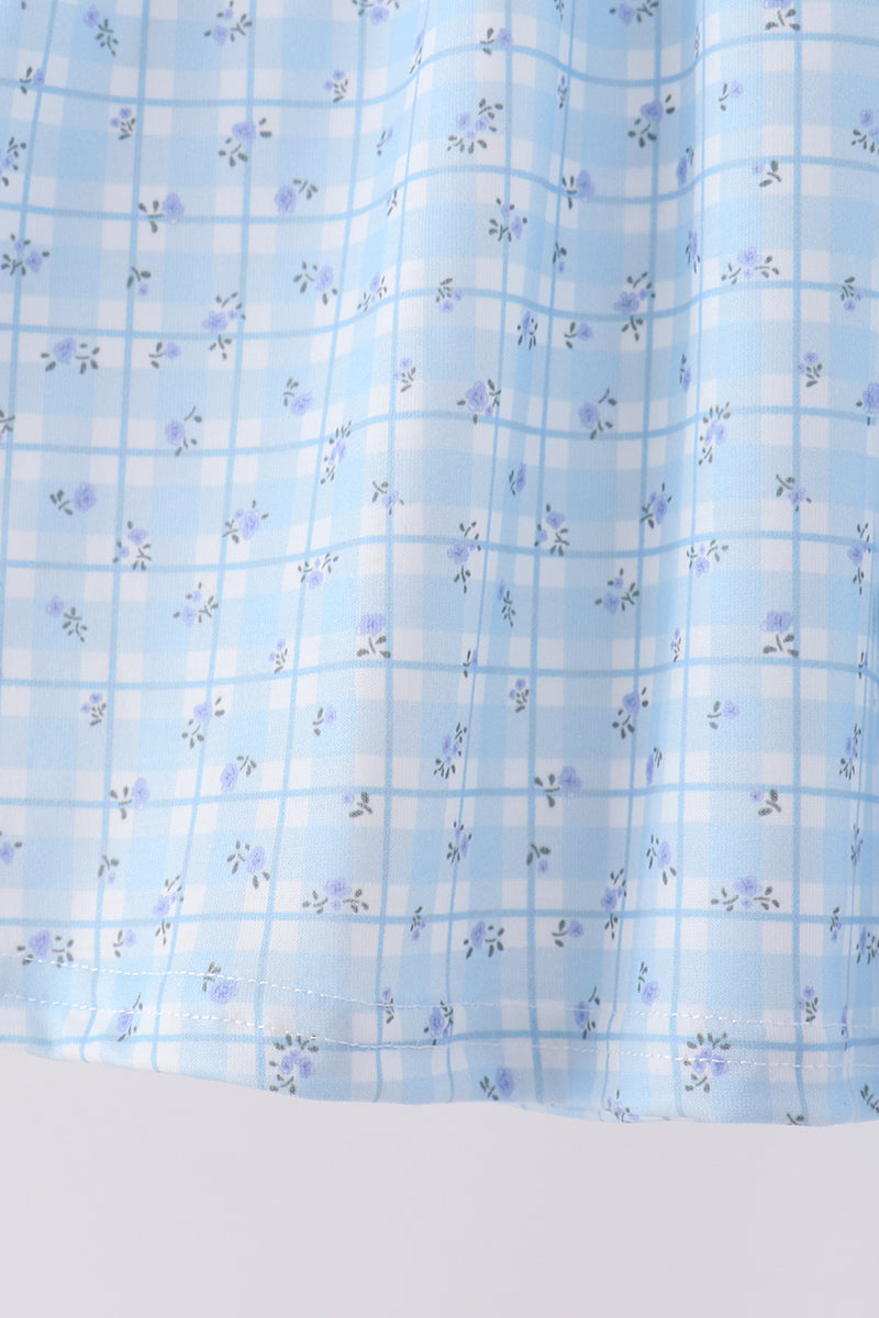 Blue bow embroidery pants set - Aaria Tees Aaria Tees