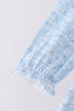 Blue bow embroidery pants set - Aaria Tees Aaria Tees