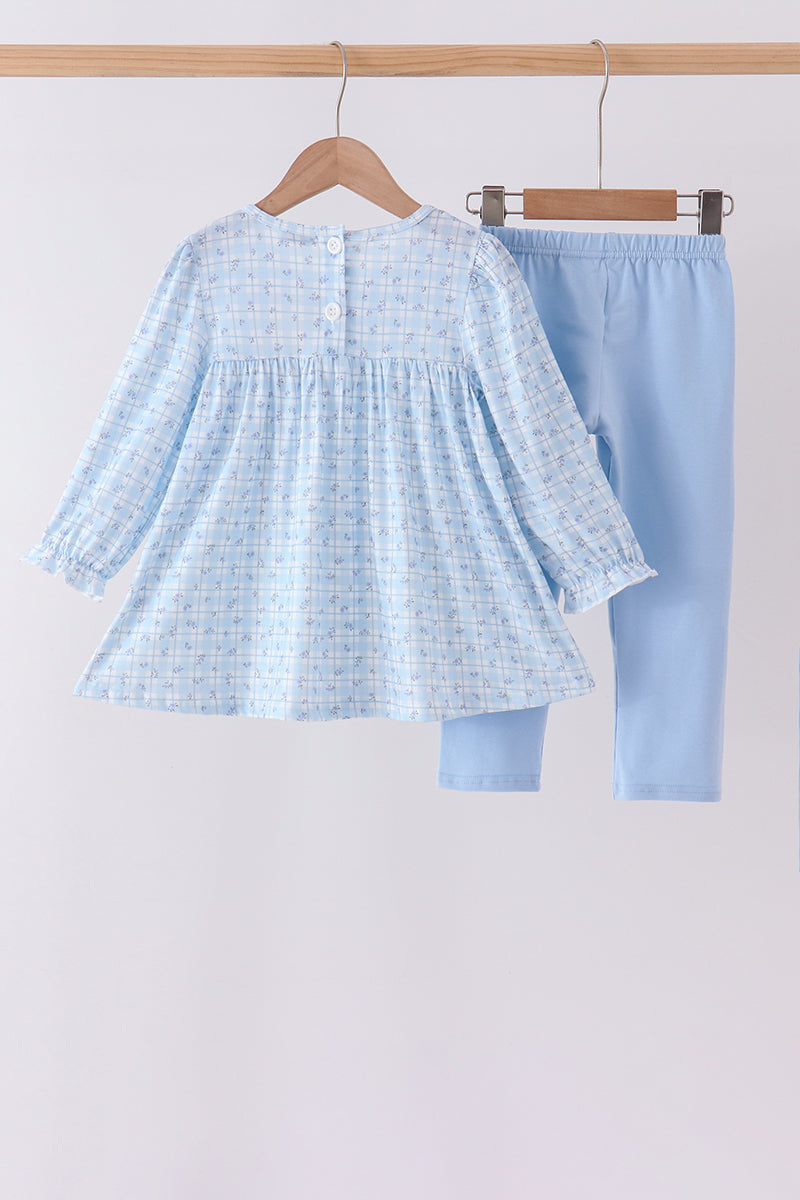Blue bow embroidery pants set - Aaria Tees Aaria Tees