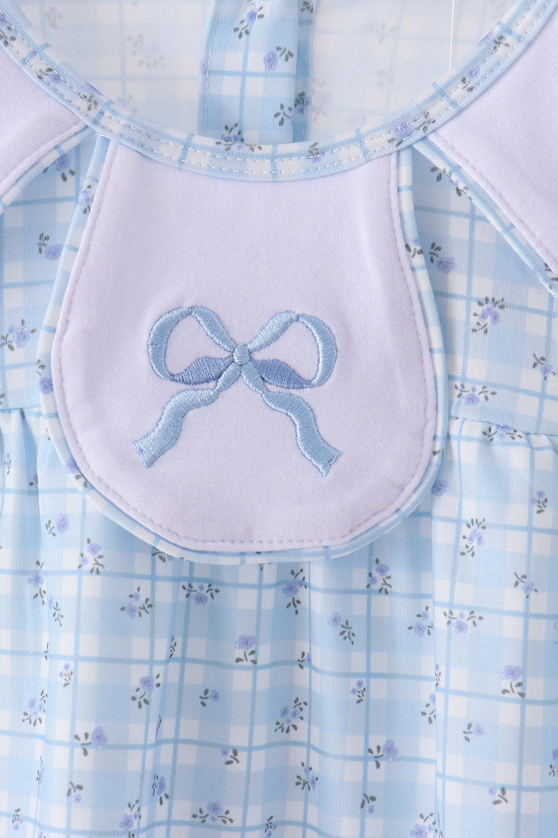 Blue bow embroidery bloomer set - Aaria Tees Aaria Tees