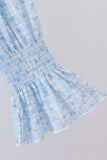 Blue floral smocked mom dress - Aaria Tees Aaria Tees