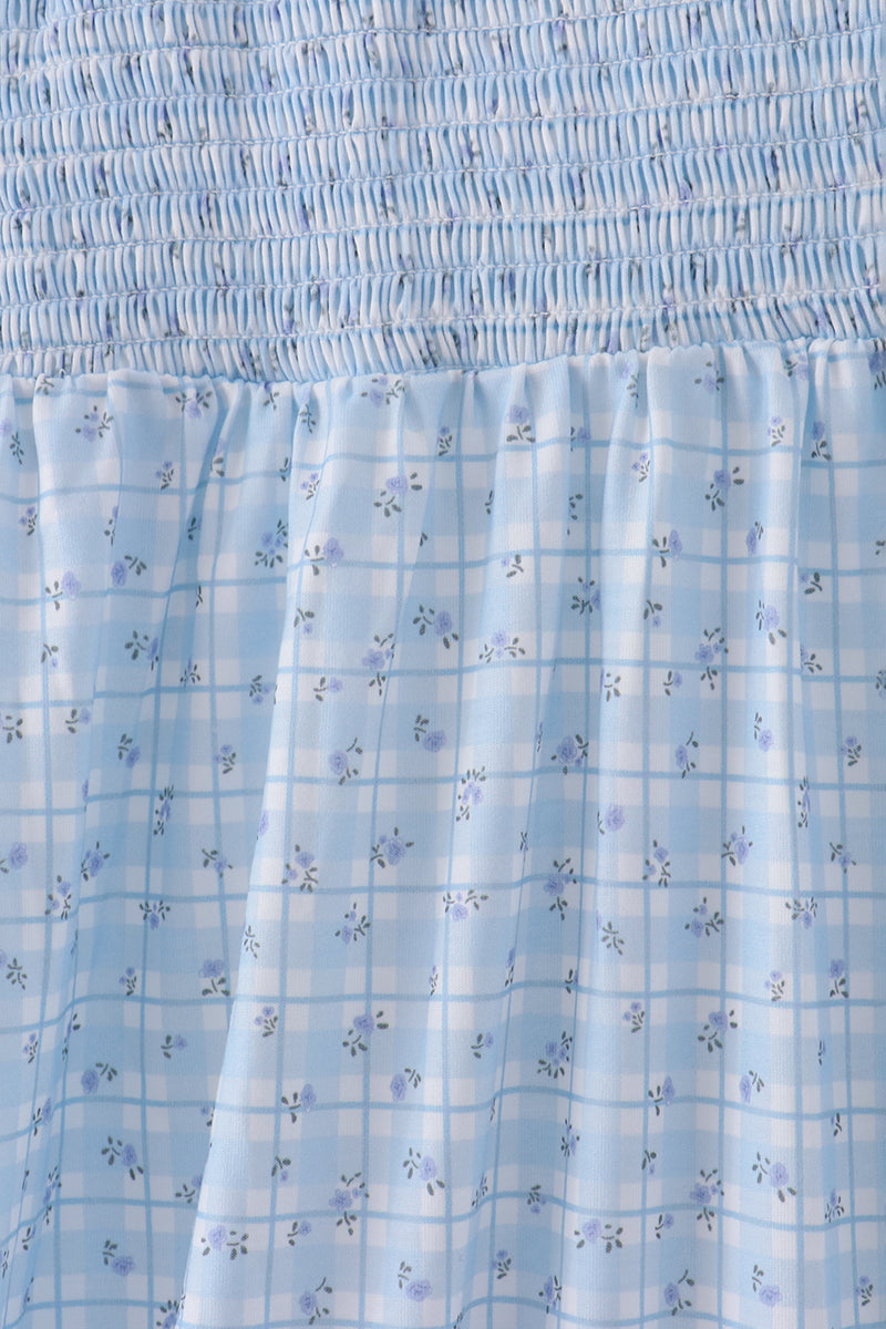 Blue floral smocked mom dress - Aaria Tees Aaria Tees