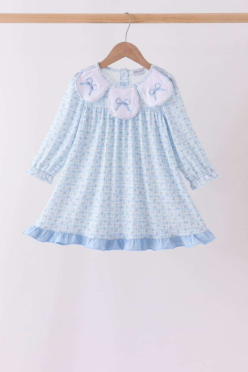 Blue bow embroidery dress - Aaria Tees Aaria Tees