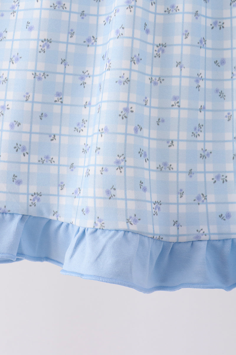 Blue bow embroidery dress - Aaria Tees Aaria Tees
