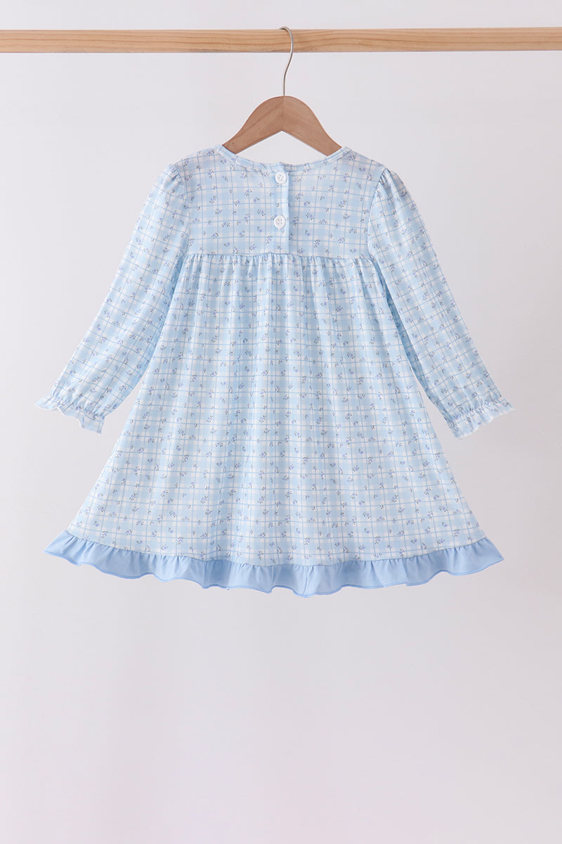 Blue bow embroidery dress - Aaria Tees Aaria Tees