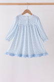 Blue bow embroidery dress - Aaria Tees Aaria Tees
