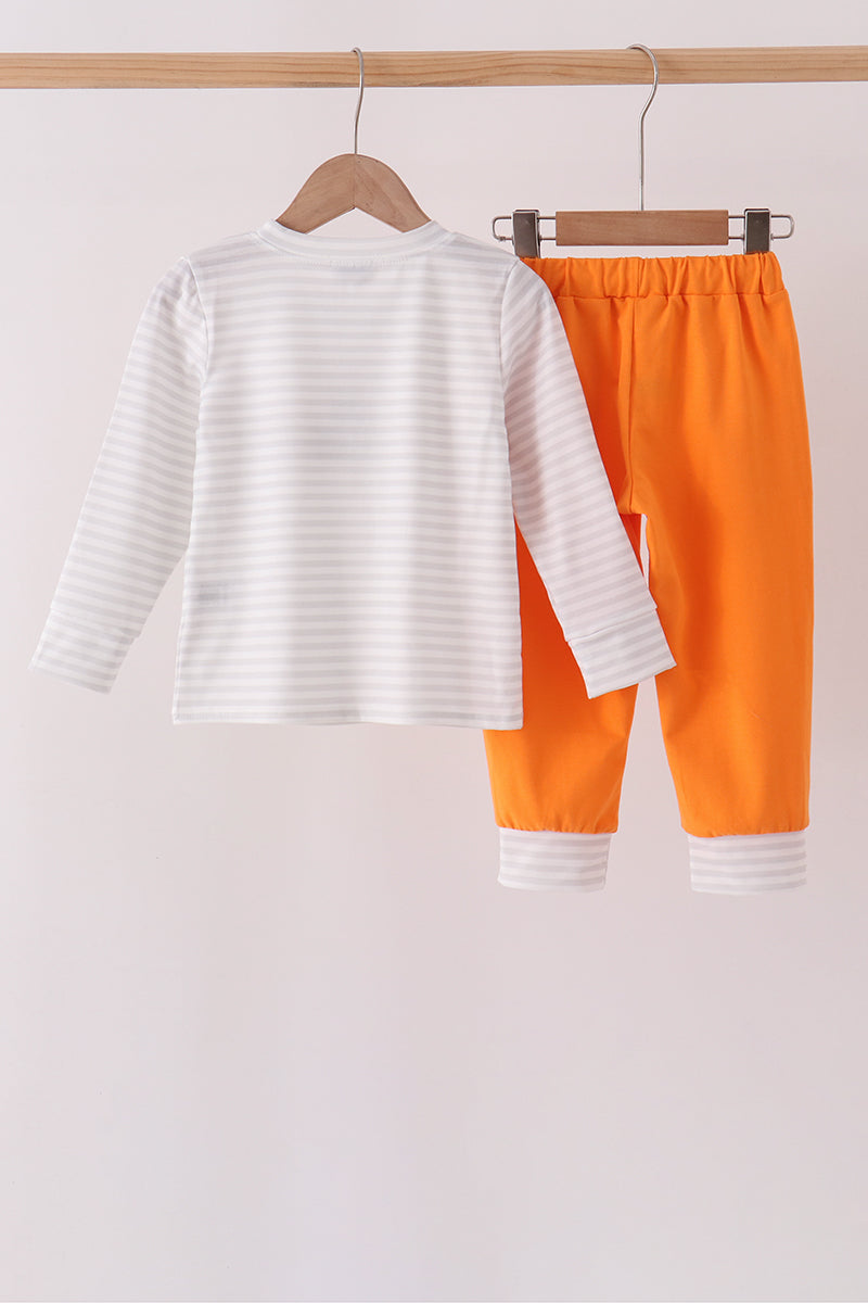 Gray stripe construction vehicle embroidery jogger set - Aaria Tees Aaria Tees