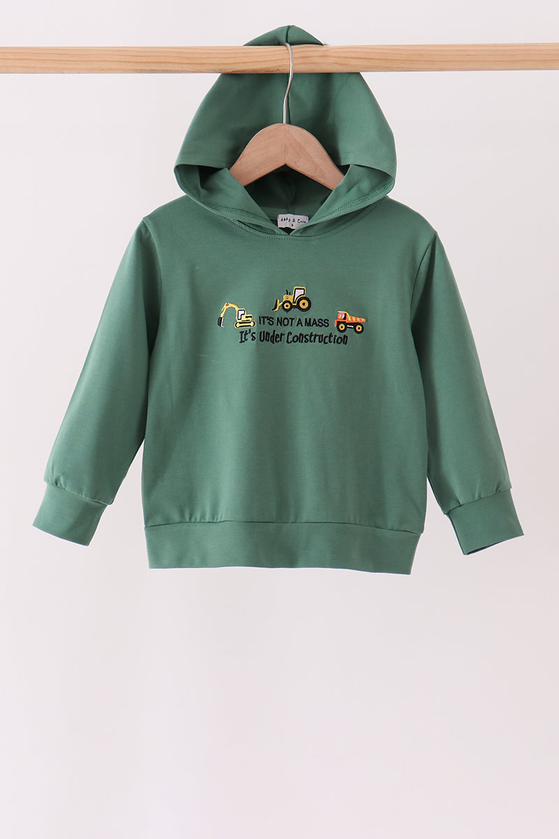 Green construction vehicle embroidery hoodie - Aaria Tees Aaria Tees