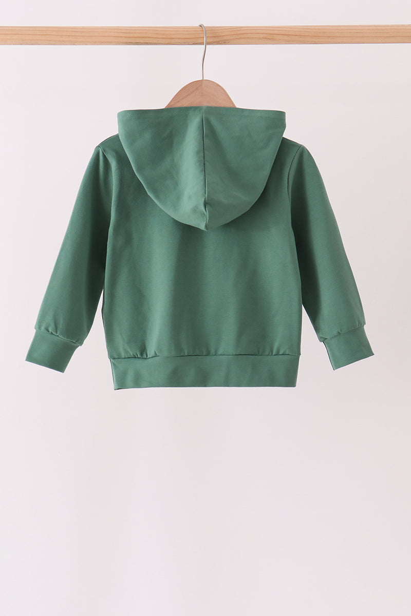 Green construction vehicle embroidery hoodie - Aaria Tees Aaria Tees