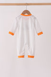 Gray stripe construction vehicle embroidery romper - Aaria Tees Aaria Tees