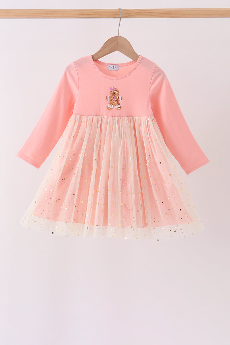 Pink gingerbread sequin tulle dress - Aaria Tees
