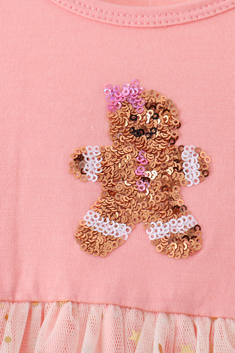 Pink gingerbread sequin tulle dress - Aaria Tees Aaria Tees
