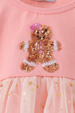 Pink gingerbread sequin tulle bubble - Aaria Tees Aaria Tees