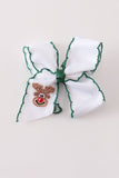 Forest reindeer embroidery crochet edge hair bow Aaria Tees