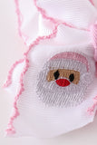 Pink santa claus embroidery crochet edge hair bow Aaria Tees