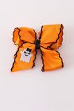 Orange ghost embroidery crochet edge hair bow Aaria Tees