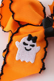 Orange ghost embroidery crochet edge hair bow Aaria Tees