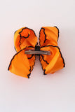 Orange ghost embroidery crochet edge hair bow Aaria Tees
