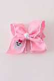 Pink ghost embroidery crochet edge hair bow Aaria Tees